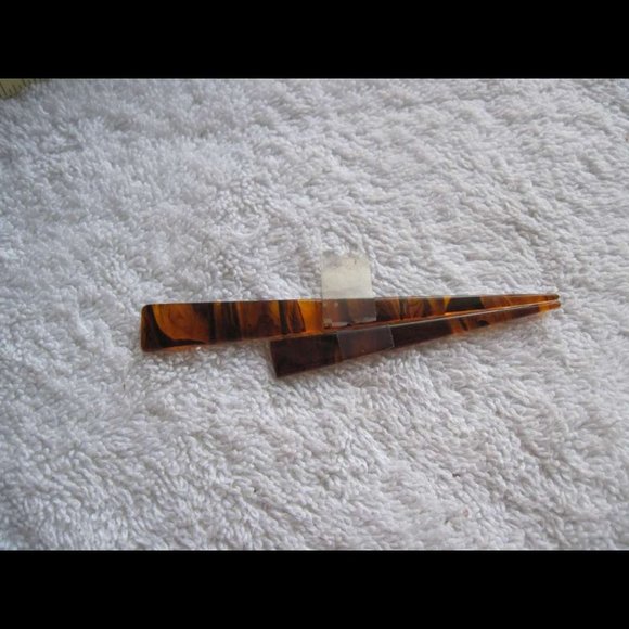 Goody 1999 Plastic Hair Barrette Stick Through Pin Heart Tortoiseshell Brown - Picture 4 of 9
